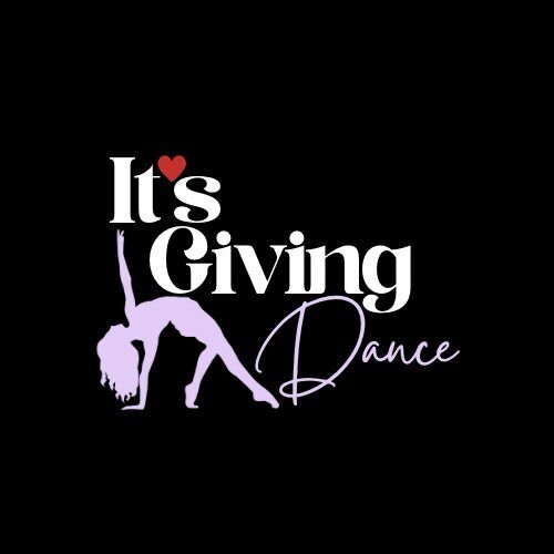 It's Giving Dance logo: a lavender dancer in a backbend beside the words It's Giving Dance