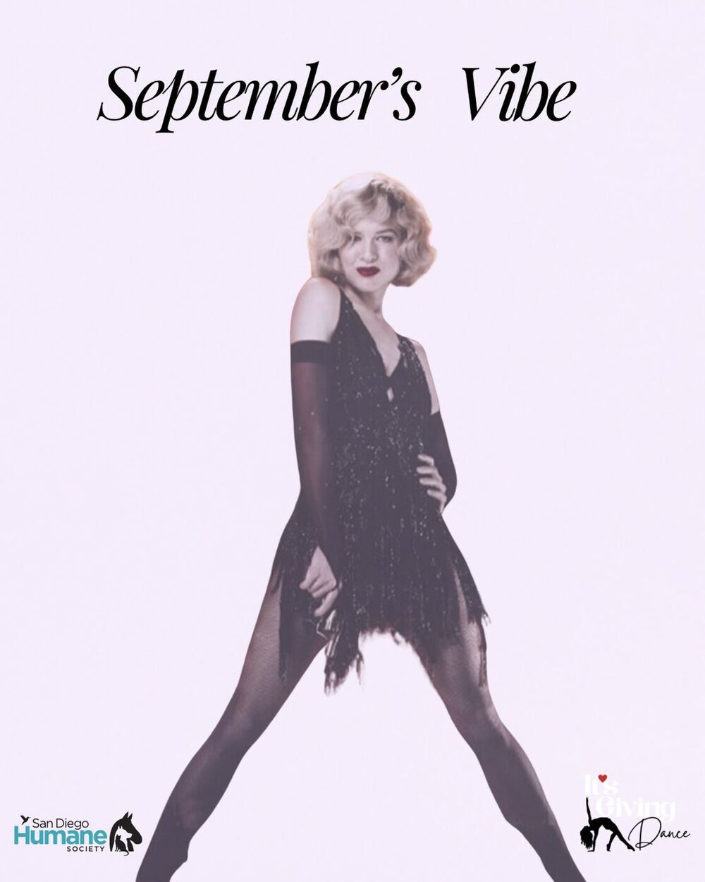 September's Vibe poster: Roxie in a black beaded flapper dress